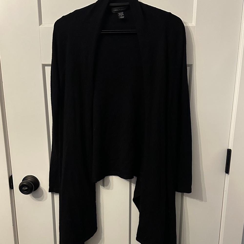 Cable & Gauge Black Open Front Cardigan